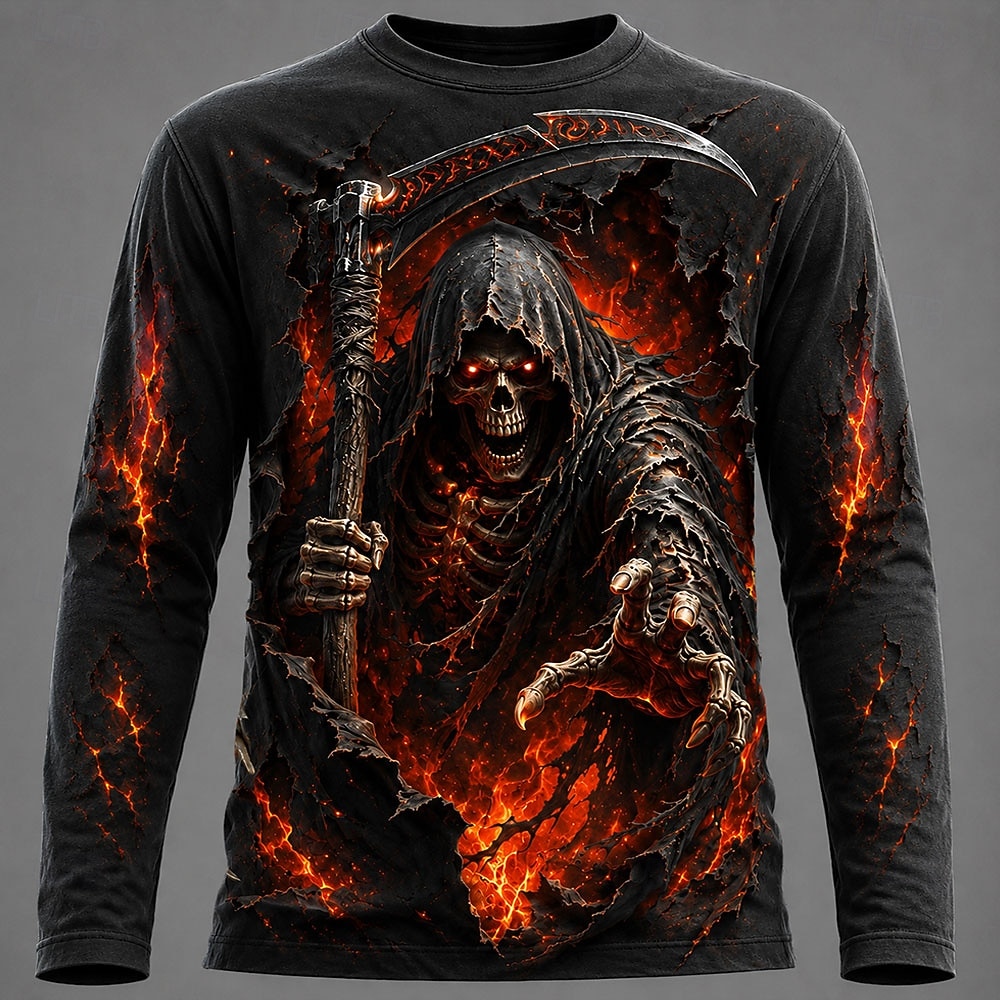 Tee Graphic Print - Halloween Herren 3D Grafik Bedrucktes Langarm-T-Shirt