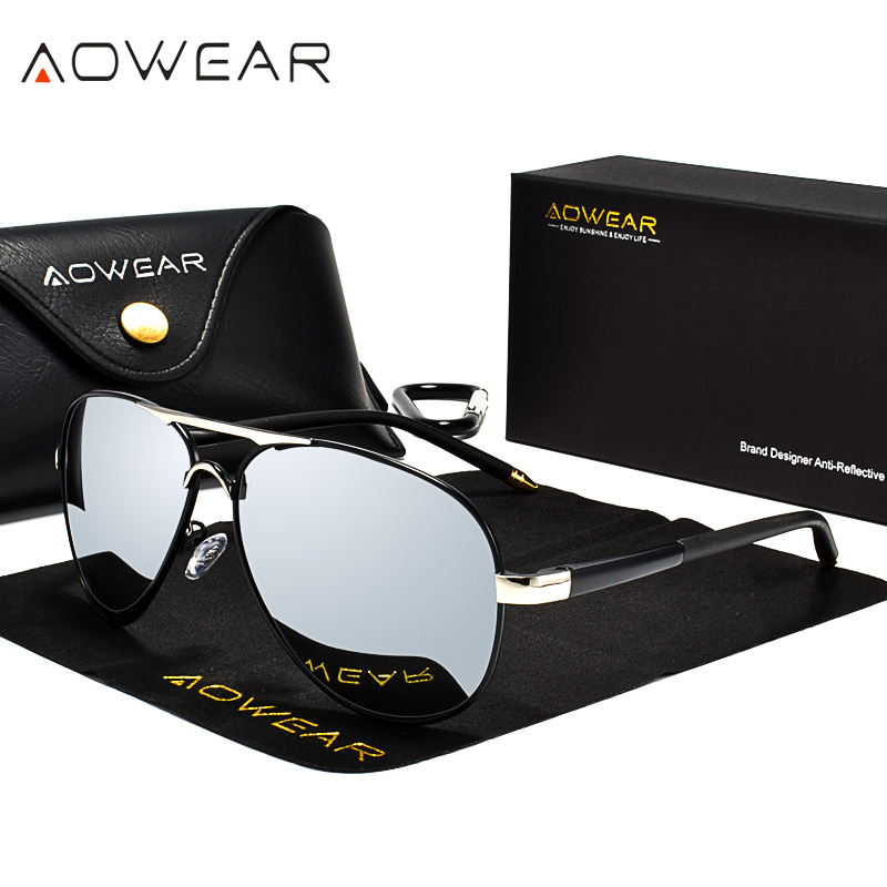 Sunglasses Aviator Polarized - AOWEAR männer Luftfahrt Sonnenbrille Männer Polarisierte