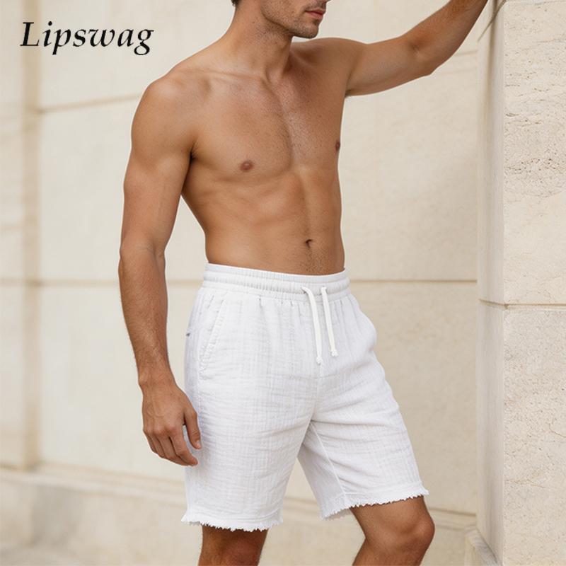 Short Linen Drawstring - Modische Zerrissene Leinen-Shorts für Herren Tägliche