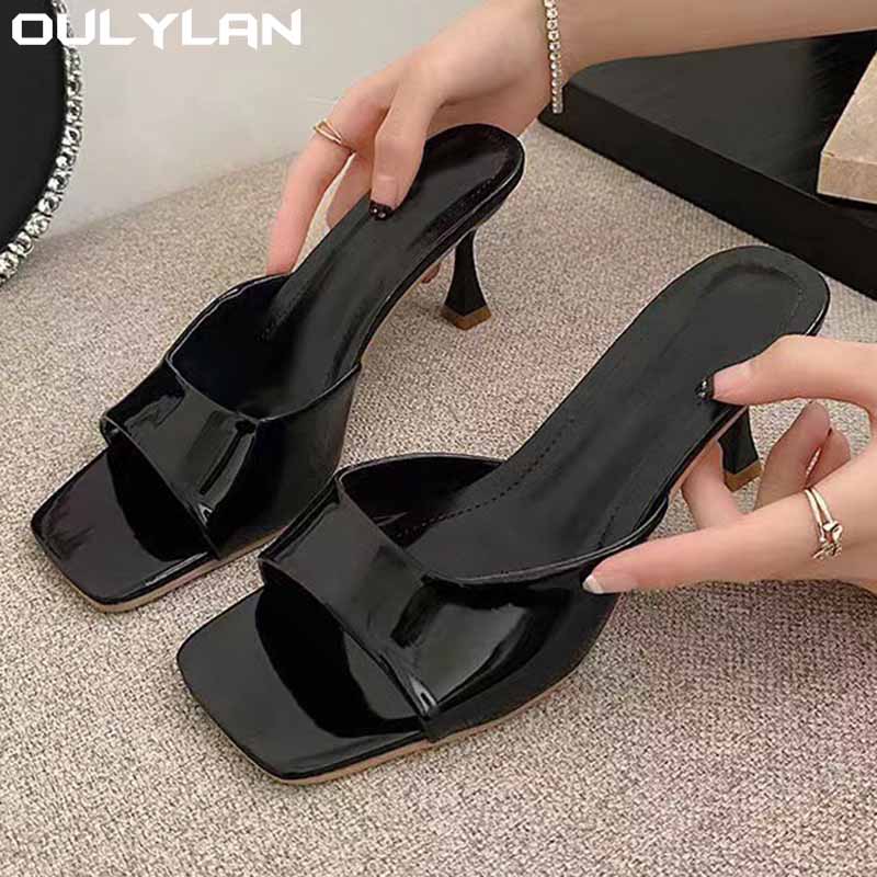Casual Sandal Leather - Damen-Sommer-Damen-Hausschuhe, Lackleder, hochhackige Sandalen, Übergröße 41,