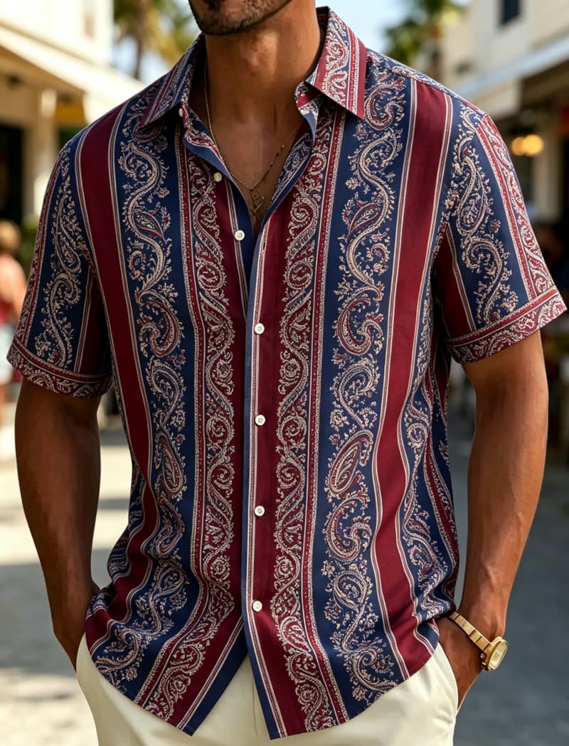 Herren Kurzarmhemd mit Revers, – Resort Shirt Floral Bewertung und Preis